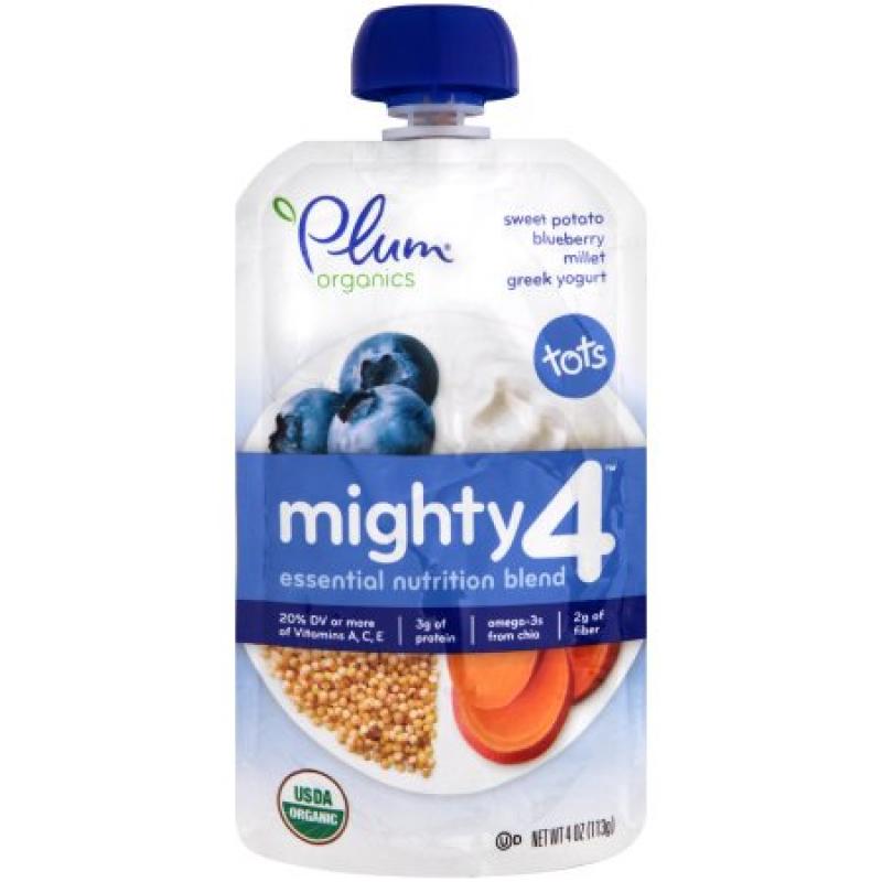 Plum Organics Tots Mighty 4 Sweet Potato Blueberry Millet & Greek Yogurt Essential Nutrition Blend 4 oz. Pouch