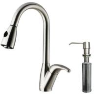 Vigo Pull-Out Spray Kitchen Faucet with Soap Dispenser, Stainless Steel