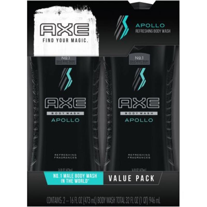 AXE Apollo Body Wash for Men, 16 oz, Twin Pack