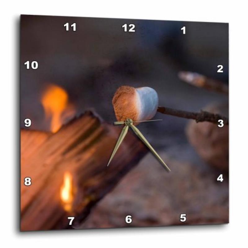 3dRose Marshmallow roasting in campfire, Whitefish Montana - US27 CHA1596 - Chuck Haney, Wall Clock, 10 by 10-inch