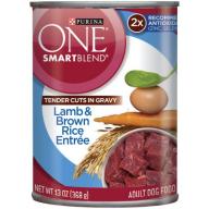Purina ONE SmartBlend Tender Cuts in Gravy Lamb & Brown Rice Entree Adult Dog Food 13 oz. Can