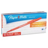 Paper Mate Stick Ballpoint Pen, Red Ink, Fine, 12-Pack