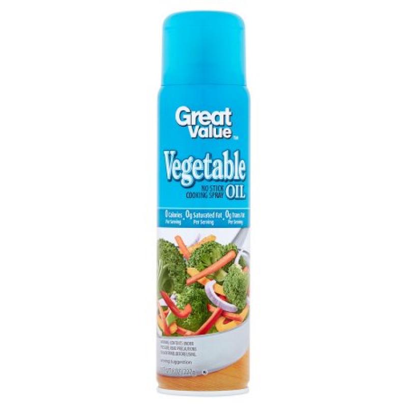 Great Value No Stick Cooking Spray Vegetable Oil 8 oz