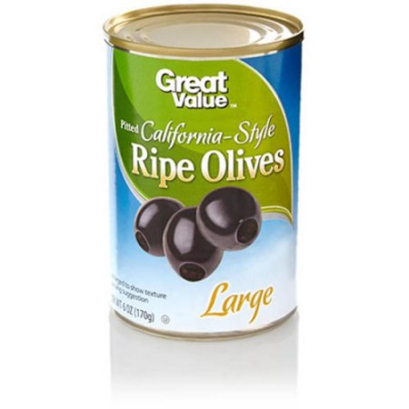 Great Value: Large Pitted California Ripe Olives, 6 Oz
