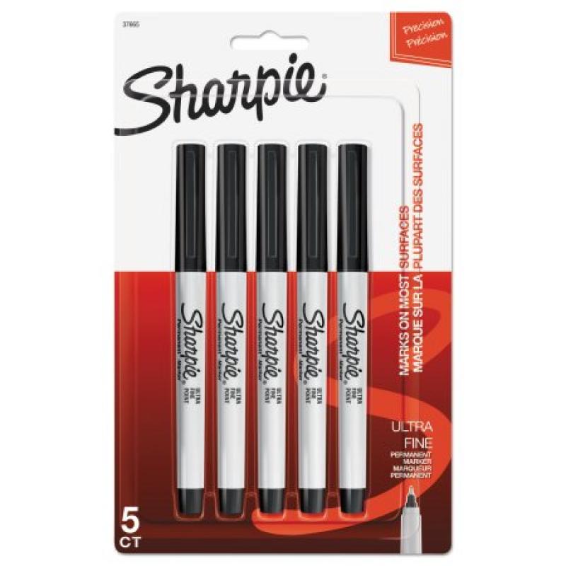 Sharpie Ultra Fine Point Permanent Markers, Black, Set of 5