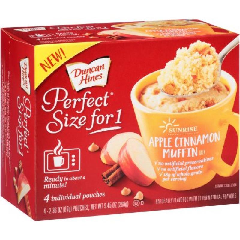 Duncan Hines Perfect Size for 1 Sunrise Apple Cinnamon Muffin Mix, 2.36 oz, 4 count