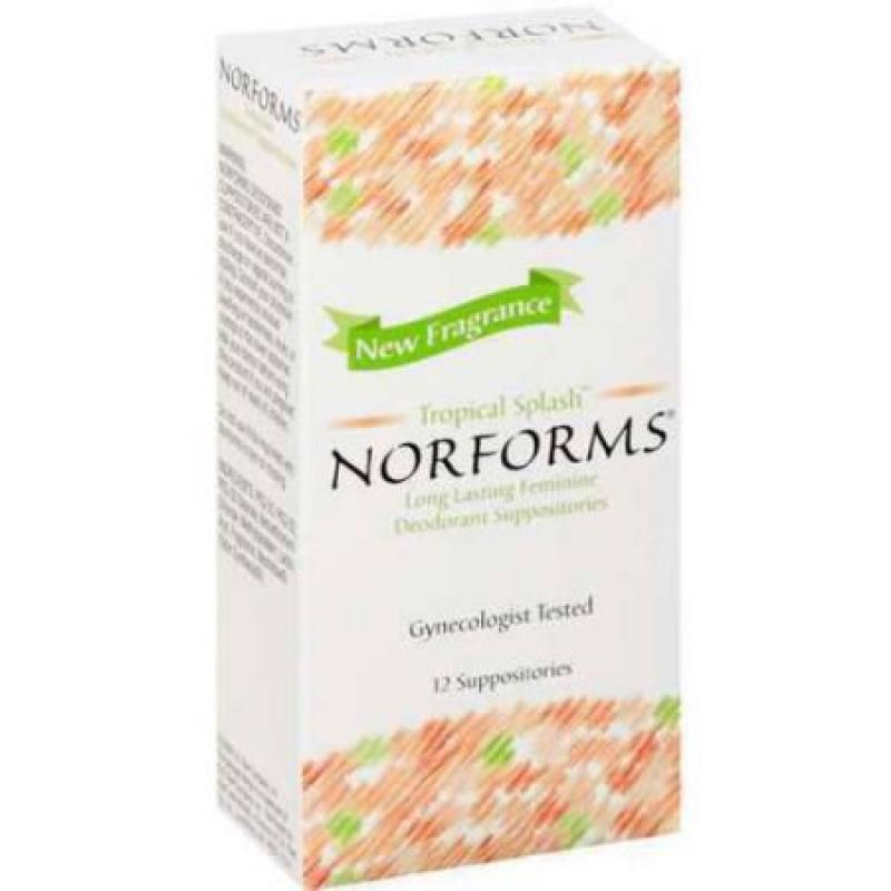 Norforms Tropical Splash Feminine Deodorant Suppositories, 12ct