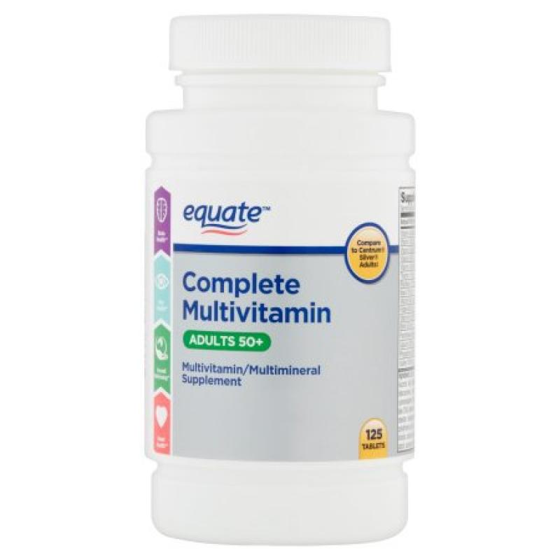 Equate Complete Multivitamin Adults 50+ Multivitamin/Multimineral Supplement Tablets, 125 count