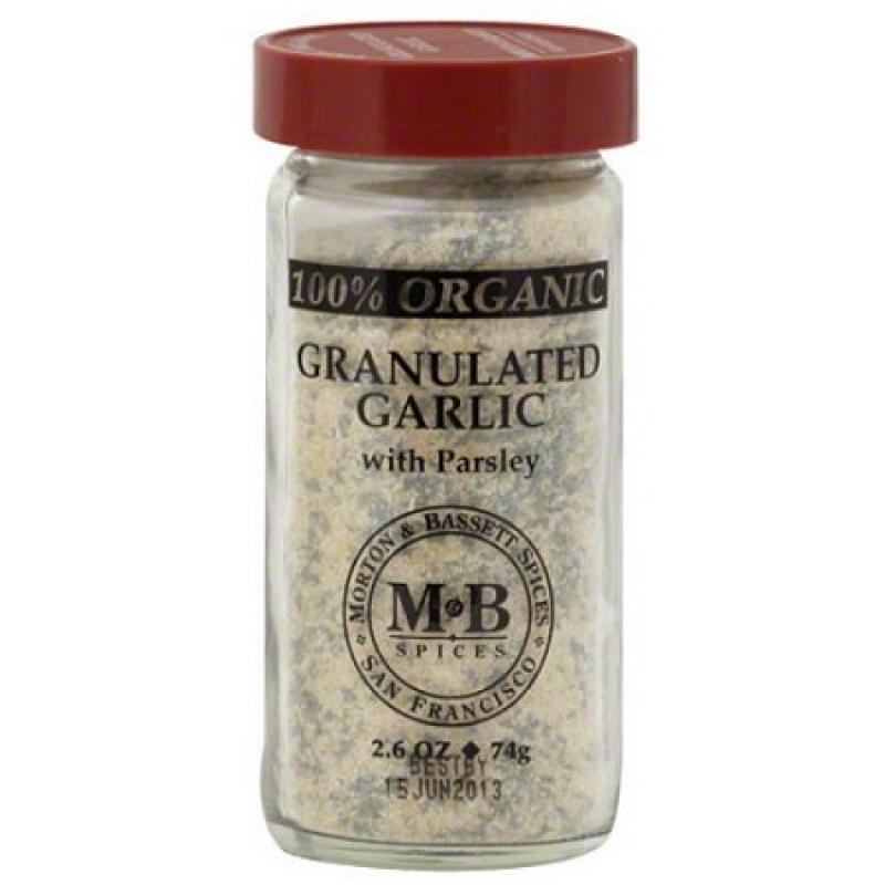 Morton & Bassett Spices 100% Organic Granulated Garlic with Parsley, 2.6 oz, (Pack of 3)