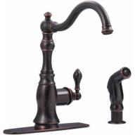 Ultra Faucets UF11245 Bronze Single Handle Kitchen Faucet with Side Spray
