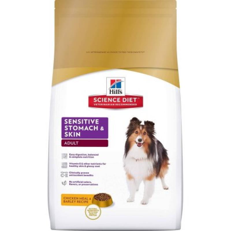 Hill&#039;s Science Diet Adult Sensitive Stomach & Skin Chicken Meal & Barley Recipe Dry Dog Food, 15.5 lb bag