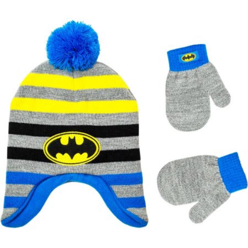 Batman Infant Toddler Boy Hat and Mitten Set