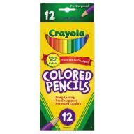 Crayola Long Barrel Colored Woodcase Pencils, 3.3 mm, 12 Assorted Colors/Set