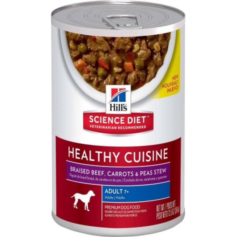 Hill&#039;s Science Diet Adult 7+ Healthy Cuisine Braised Beef Carrots & Peas Stew Canned Dog Food, 12.5 oz, 12-pack