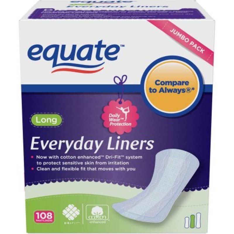 Equate Everyday Pantiliners Long, 108 count