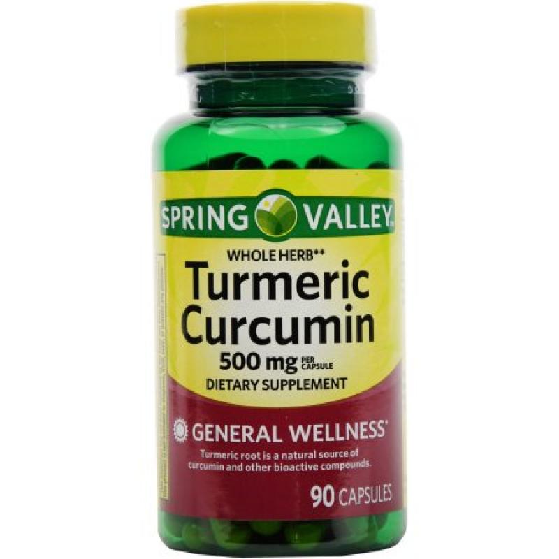 Spring Valley Turmeric Curcumin Herbal Supplement Capsules, 500 mg, 90 count