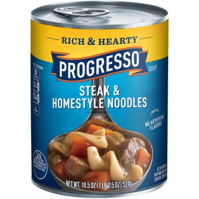Progresso Low Fat Rich & Hearty Steak & Homestyle Noodles Soup 18.5 oz Can