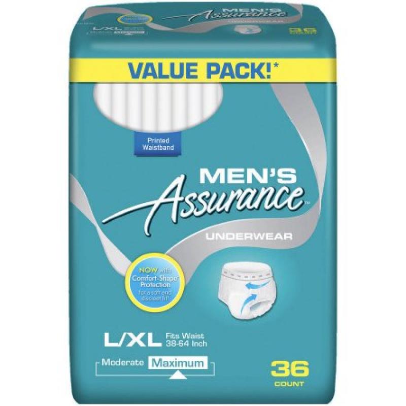 Assurance for Men Maximum Absorbency Protective Underwear, Large/Extra Large, 36 count