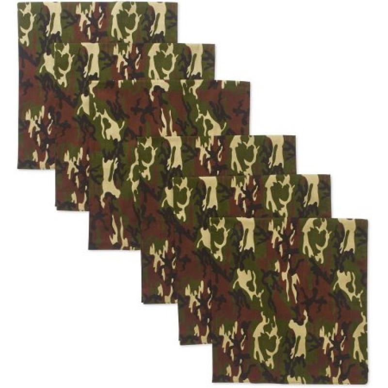 Green Camouflage Bandanas, 6-Piece Pack