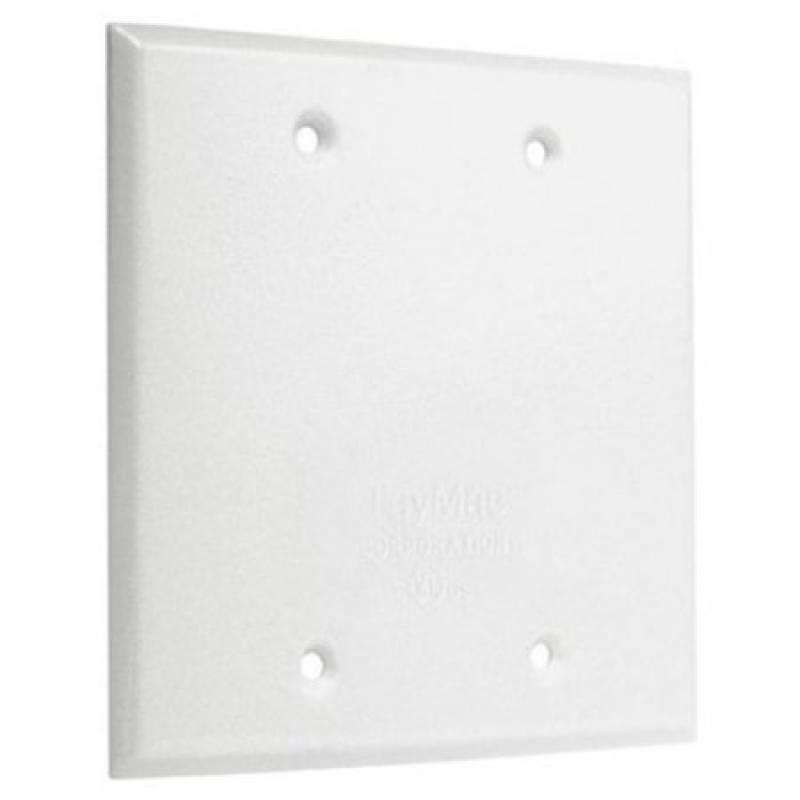 Hubbell-Bell BC200WH Weatherproof Metallic Device Cover, Blank, Two Gang, White