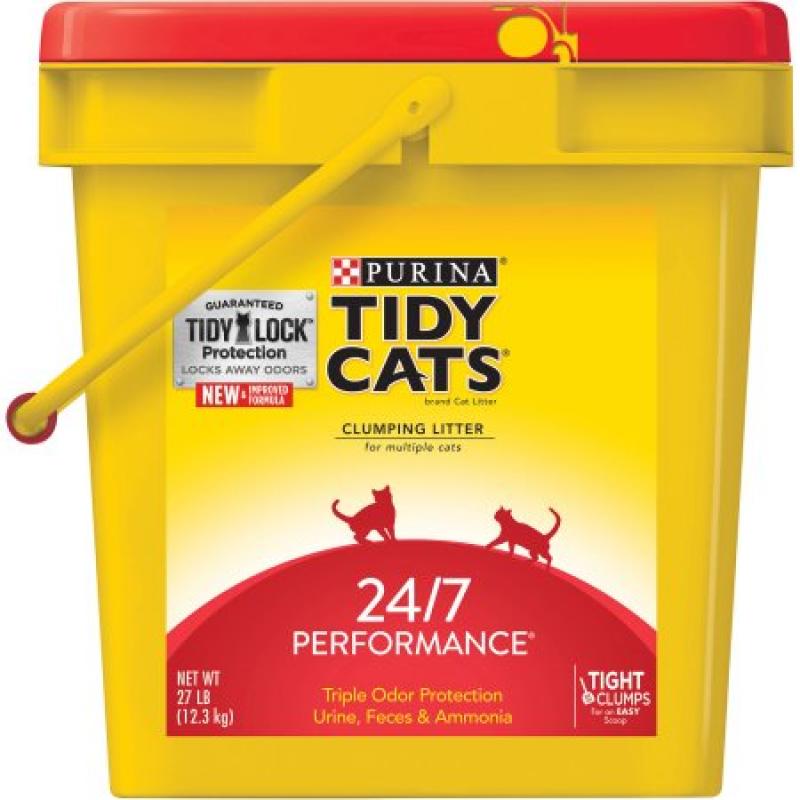 Purina Tidy Cats Clumping Litter, 24/7 Performance for Multiple Cats, 27 lb. Pail