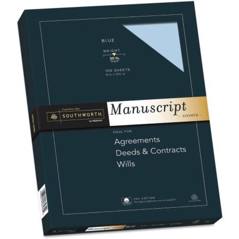 Southworth Credentials Collection Manuscript Cover, 30lb Stock, 9 x 12-1/2, Blue, 100/Box