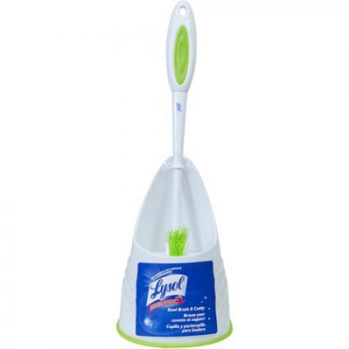 Lysol Toilet Brush and Caddy with Anti-Slip Grip, Green/White