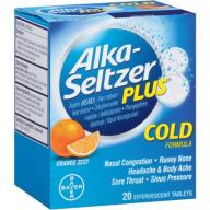 Alka-Seltzer Plus Cold Formula Orange Zest Effervescent Tablets, 20 count