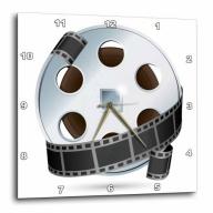 3dRose A Silver and Black Movie Reel, Wall Clock, 13 by 13-inch