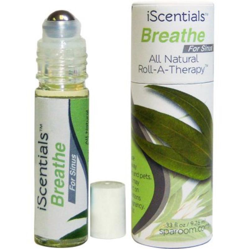 Sparoom iScentials Breathe All-Natural Roll-a-Therapy Roll-on Essential Oil Blends, .33 fl oz