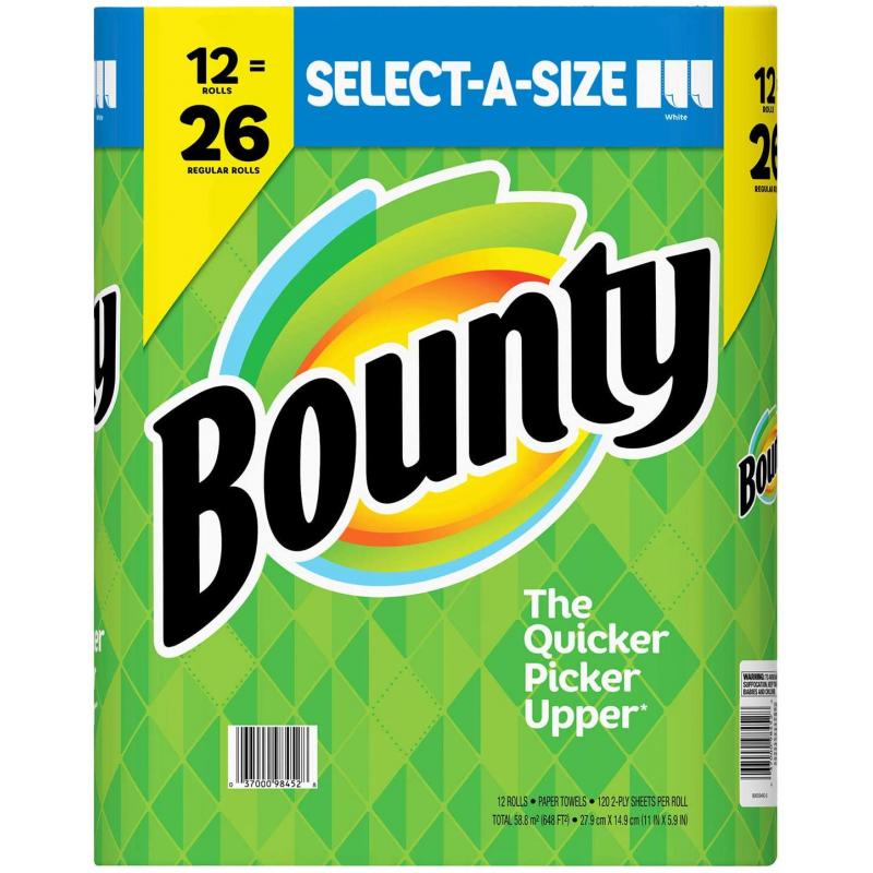 Bounty Select-A-Size Paper Towels, White (108 sheets/roll, 12 ct.)