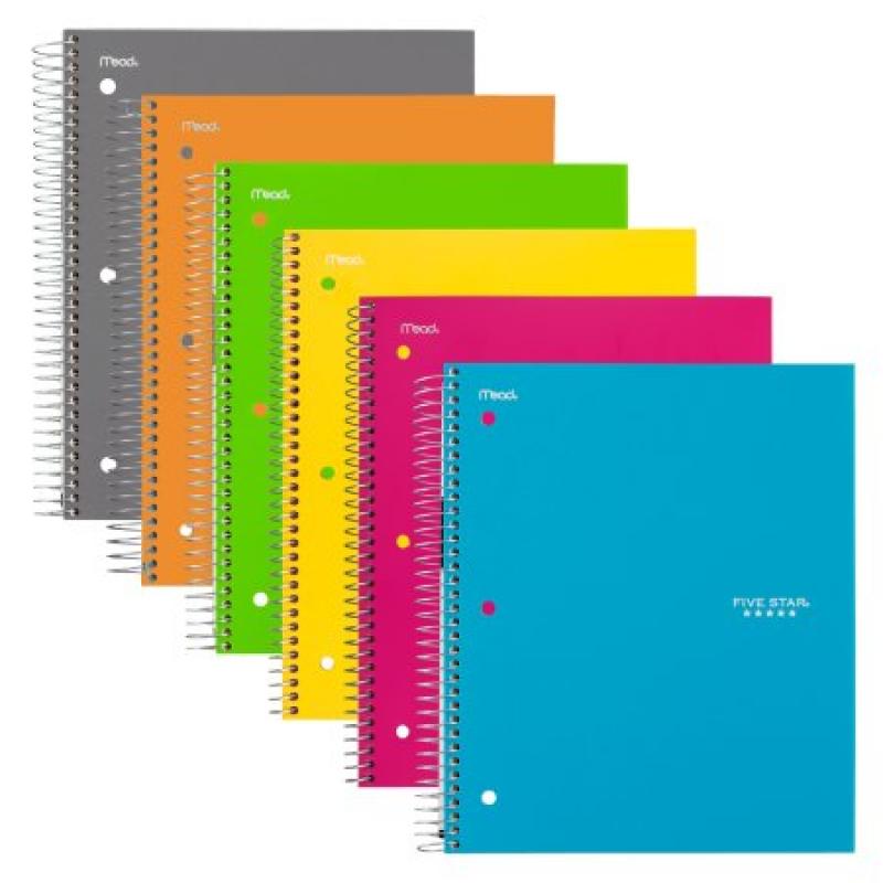 Five Star Trend Wirebound Notebook, 5 Subject, College Ruled, Assorted Colors (06883)