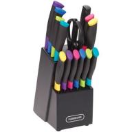 Farberware 15-Piece Soft Grip Cutlery Set with Color Accents