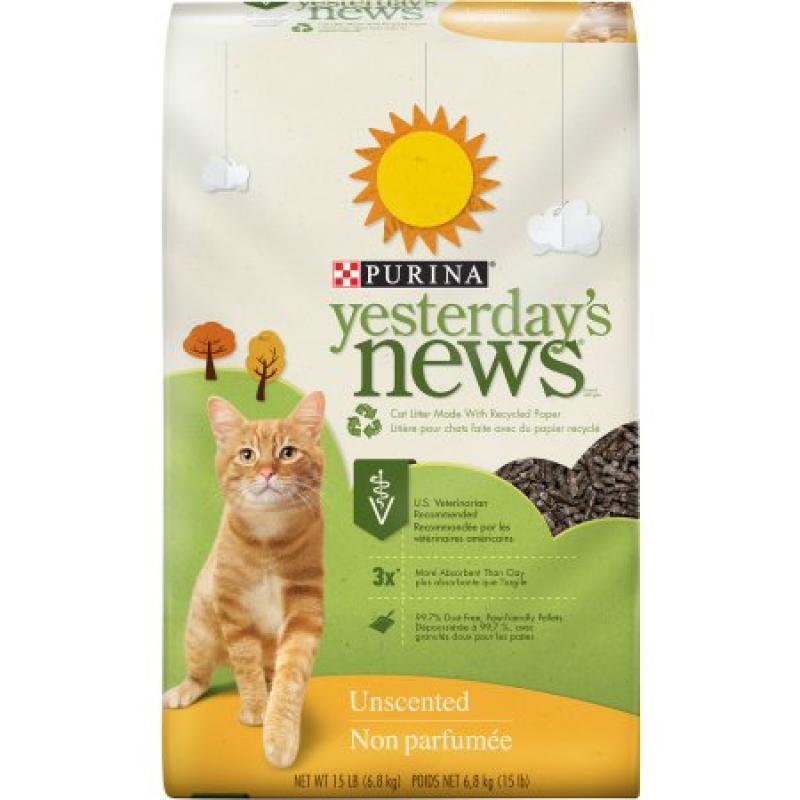 Purina Yesterday&#039;s News Unscented Scent Original Texture Cat Litter, 15 lb. Bag