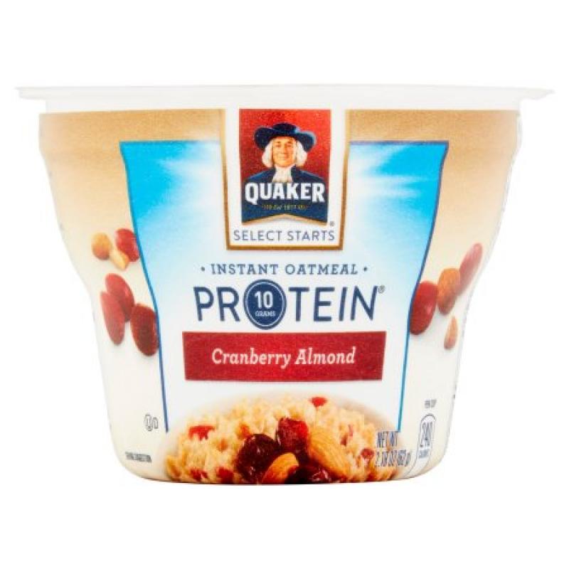 Quaker® Select Starts Protein® Cranberry Almond Instant Oatmeal 2.18 oz. Cup