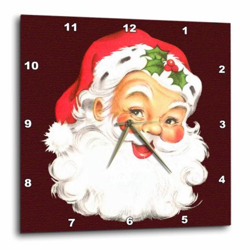 3dRose Large Happy Santa Claus Face Cartoon, Wall Clock, 13 by 13-inch