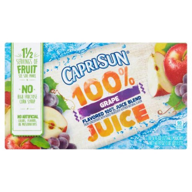 Capri Sun 100% Grape Juice, 10 count, 60 FL OZ (1.77l)