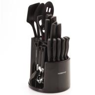 Farberware 30-Piece Spin N Store Cutlery Set, Black