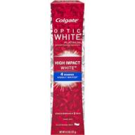 Colgate Optic White Platinum High Impact White Anticavity Flouride Toothpaste Glistening Mint, 4.5 OZ