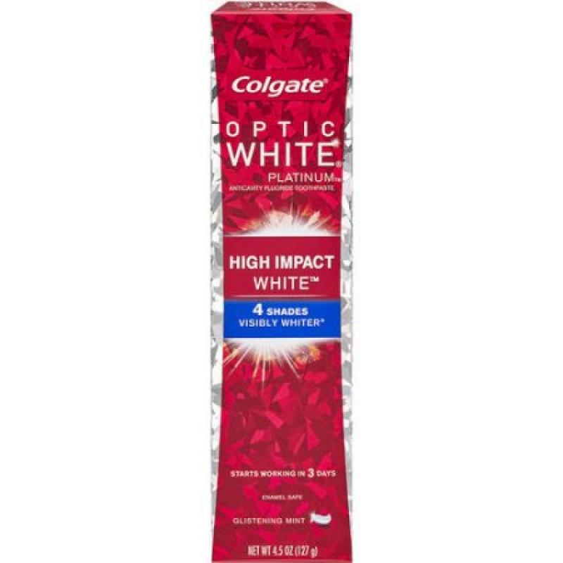 Colgate Optic White Platinum High Impact White Anticavity Flouride Toothpaste Glistening Mint, 4.5 OZ