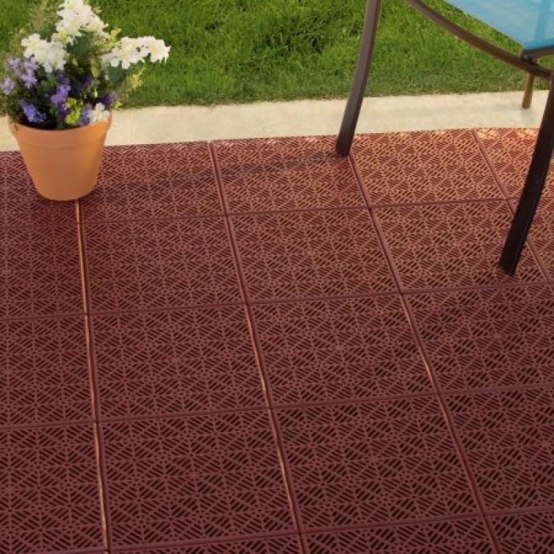 Pure Garden Interlocking Patio, Deck or Garage Floor Tiles, 12" x 12"