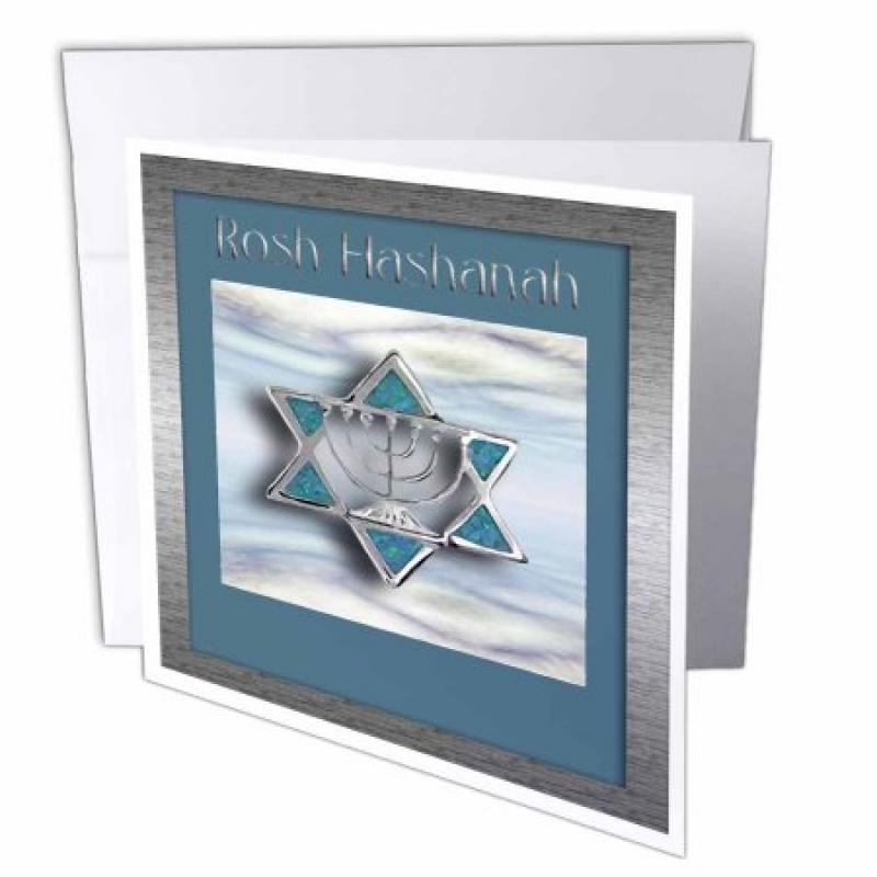 3dRose Rosh Hashanah Star of David, Greeting Cards, 6 x 6 inches, set of 12