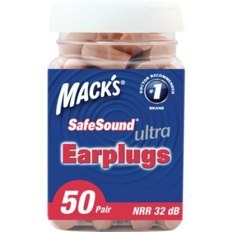 Mack&#039;s Safesound Ultra Soft Foam Earplugs, Tan, 50 pr