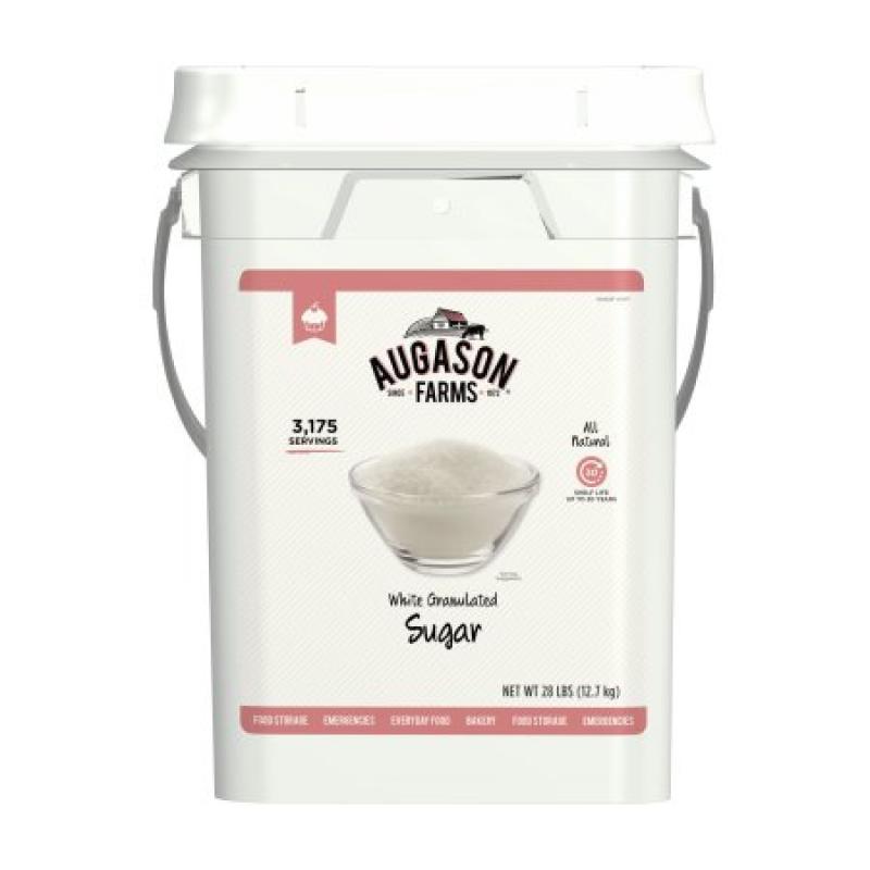 Augason Farms White Granulated Sugar, 28 lbs