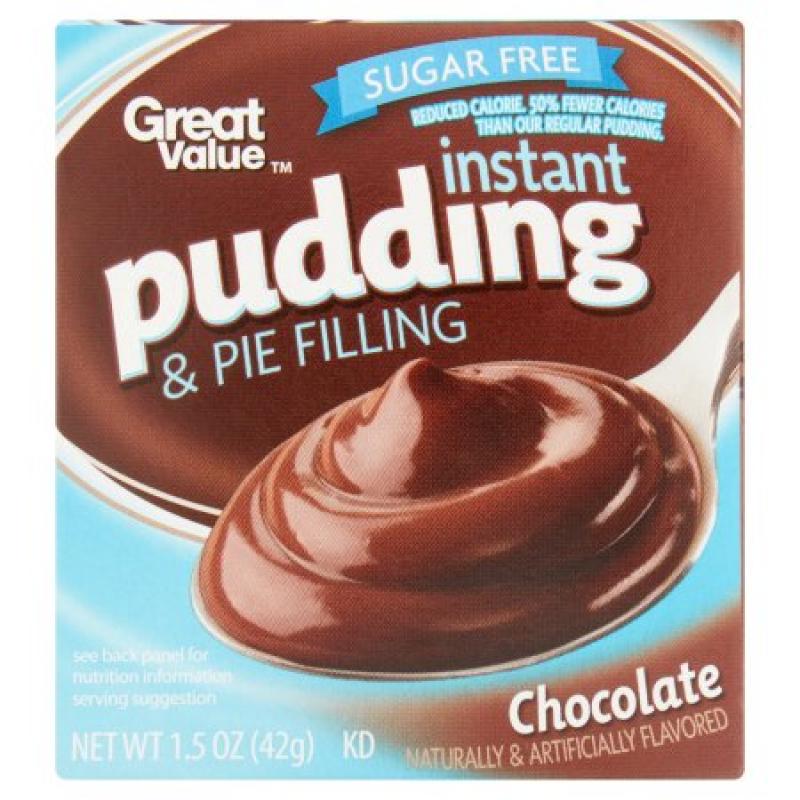 Great Value: Sugar Free Chocolate Reduced Calorie Instant Pudding & Pie Filling, 1.5 Oz