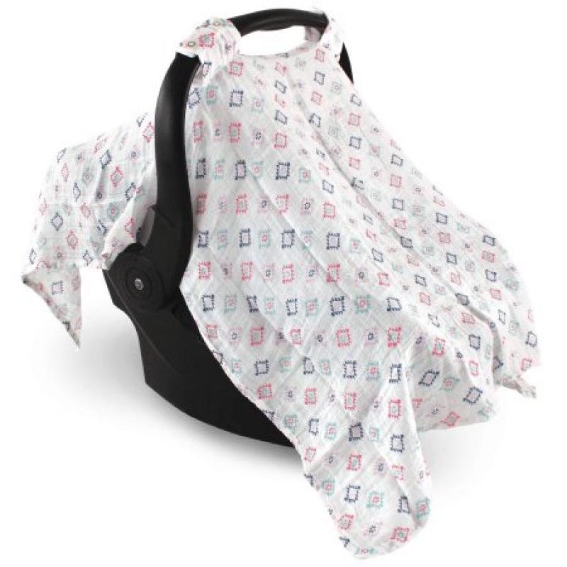 Hudson Baby Boy and Girl Muslin Car Seat Canopy Cover - Pink Aztec