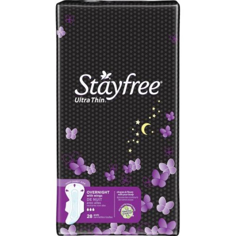 Stayfree Ultra Thin Overnight Pads With Wings - 28 Count