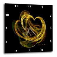 3dRose Heart of gold - Fractal Art, Wall Clock, 15 by 15-inch