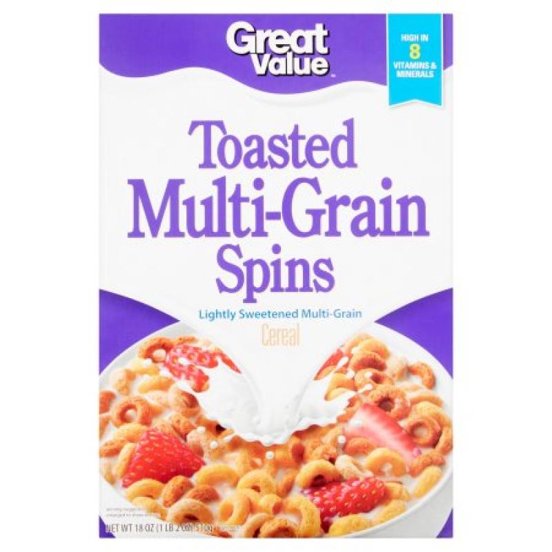 Great Value Toasted Multi-Grain Spins Cereal, 18 oz