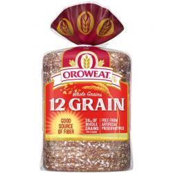 Oroweat Whole Grains 12 Grain Bread, Baked with Simple Ingredients & Whole Wheat, 24 oz